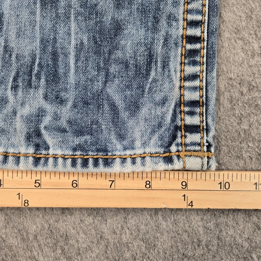 True Religion Jeans Mens 38x33 (tag 40) Blue Acid Wash Straight Denim Distressed